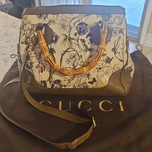 Gucci Bamboo Flora Shoulder Bag EUC